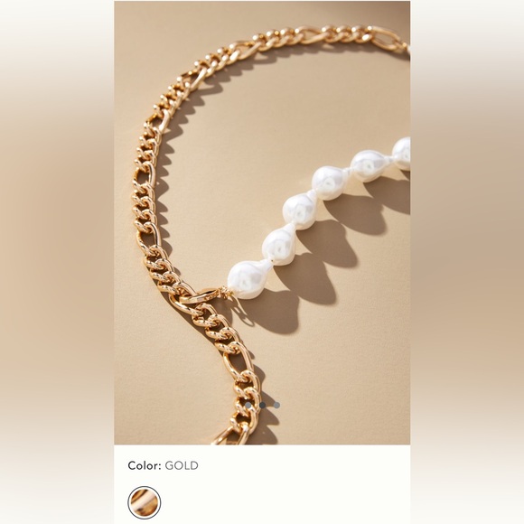 Anthropologie pearl Y-Neck Chain Necklace NWT - Picture 2 of 7